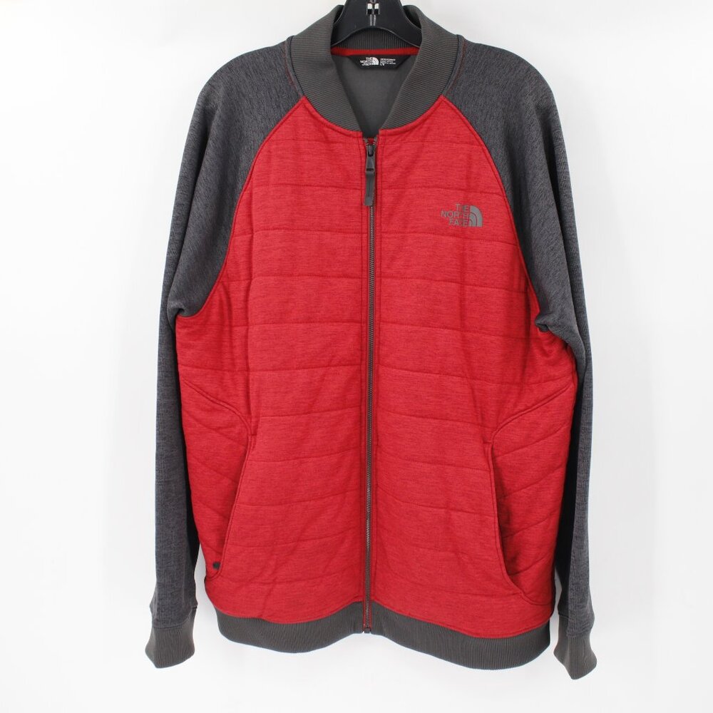 The North Face Jacket Mens Large Norris Point Insulated Full Zip Bomber Red Grey
